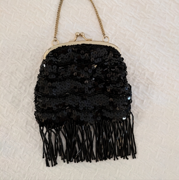 Tiny chic black sequin evening bag - Picture 2 of 3